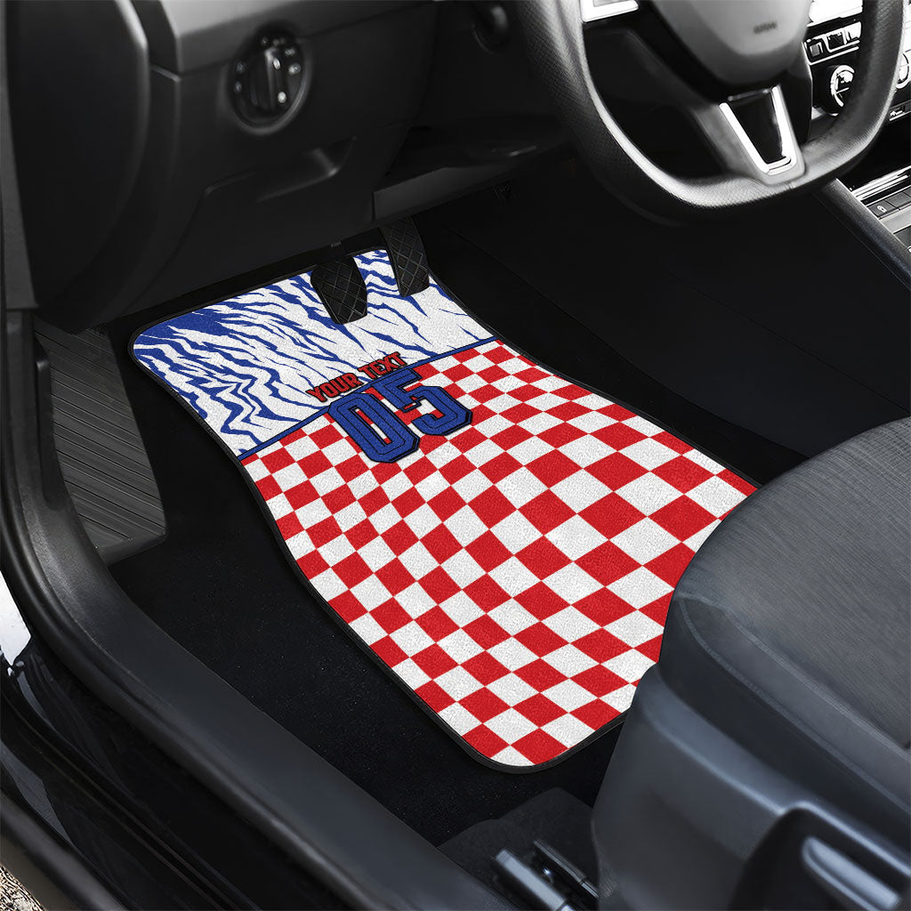 Custom Croatia Football Car Mats Marten In Hole With Checkered Patterns