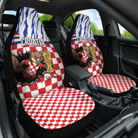 Croatia Football Car Seat Cover Marten In Hole With Checkered Patterns
