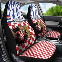 Croatia Football Car Seat Cover Marten In Hole With Checkered Patterns