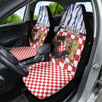 Croatia Football Car Seat Cover Marten In Hole With Checkered Patterns