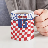 Custom Croatia Football Ceramic Mug Marten In Hole With Checkered Patterns