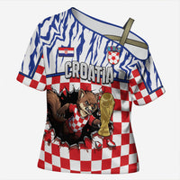 Custom Croatia Football Cross Shoulder Shirt Marten In Hole With Checkered Patterns