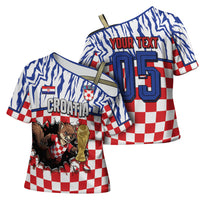 Custom Croatia Football Cross Shoulder Shirt Marten In Hole With Checkered Patterns