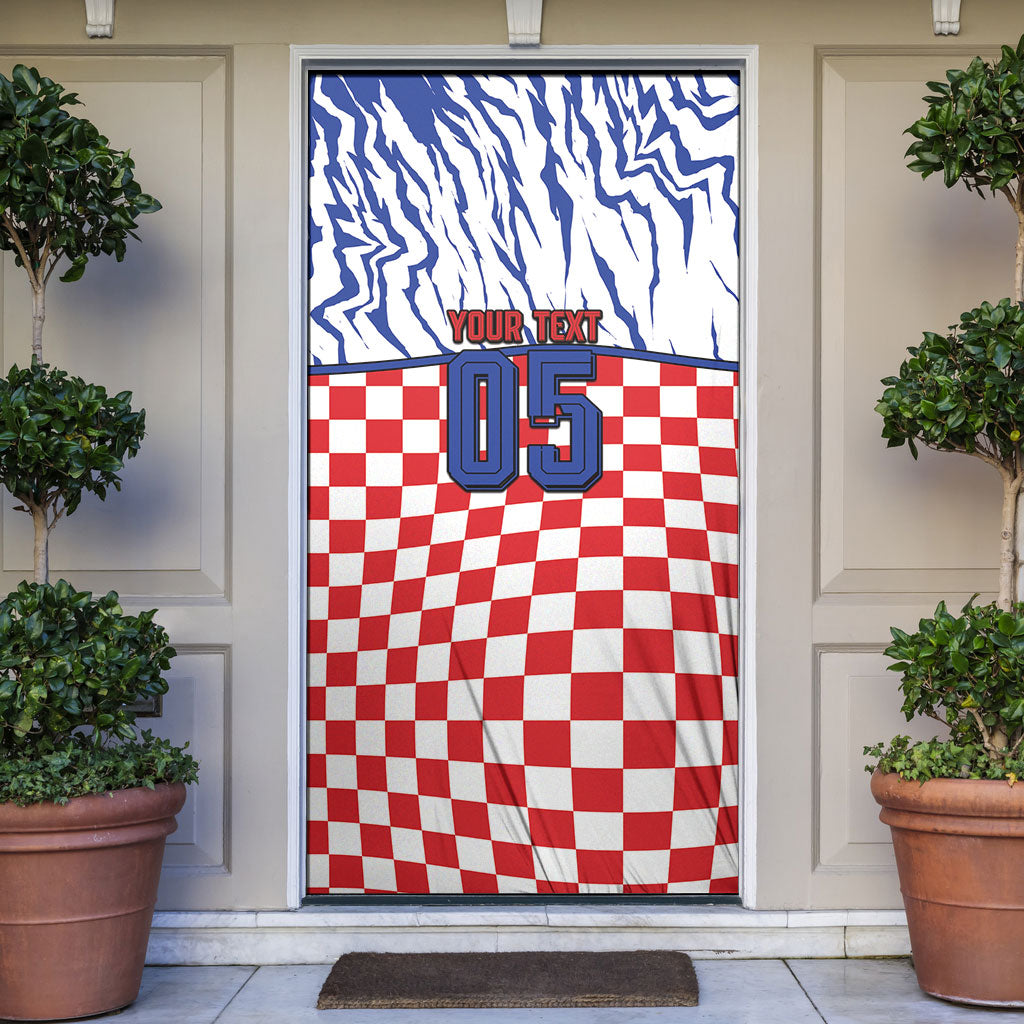 Custom Croatia Football Door Cover Marten In Hole With Checkered Patterns