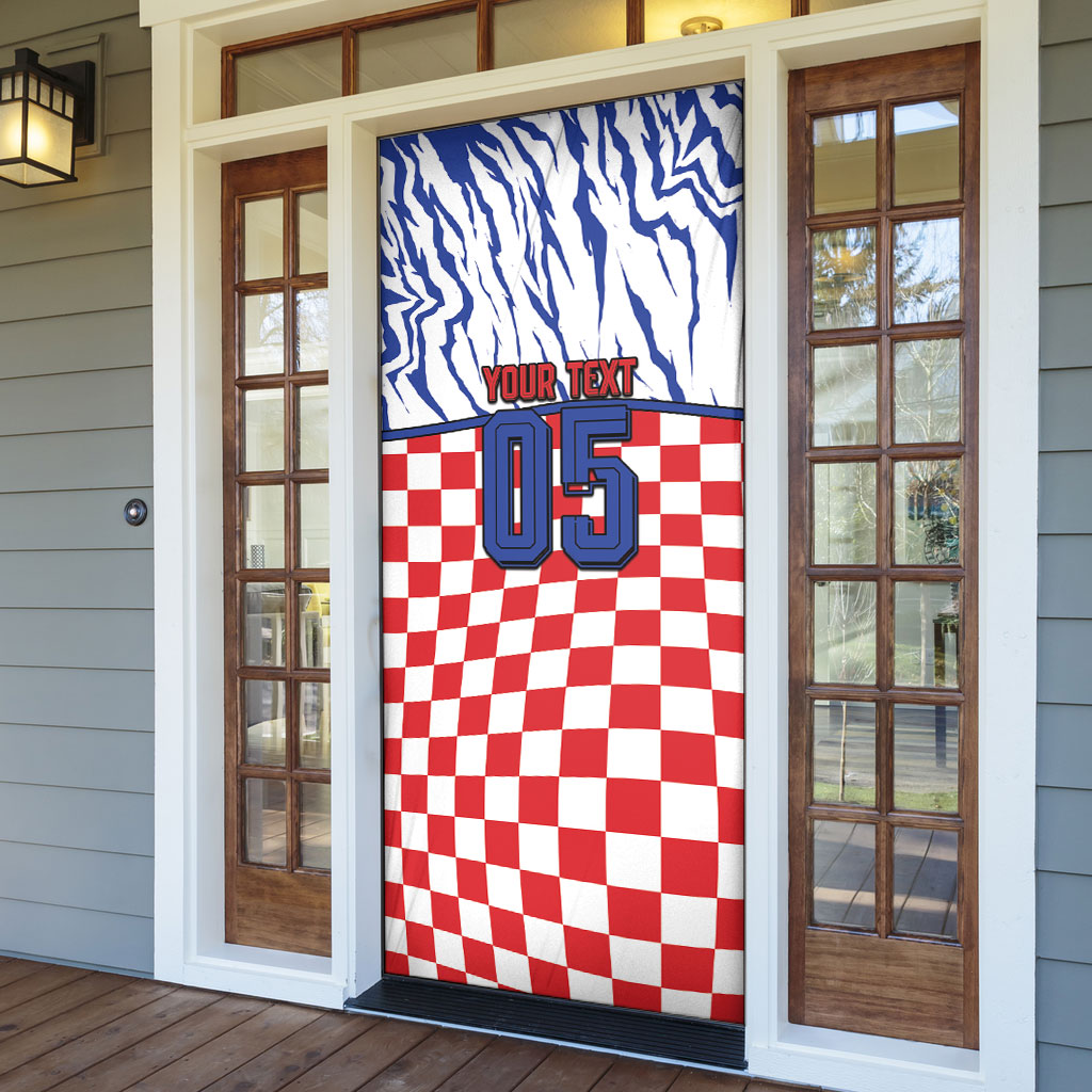 Custom Croatia Football Door Cover Marten In Hole With Checkered Patterns