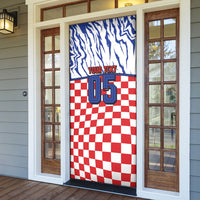 Custom Croatia Football Door Cover Marten In Hole With Checkered Patterns