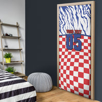 Custom Croatia Football Door Cover Marten In Hole With Checkered Patterns