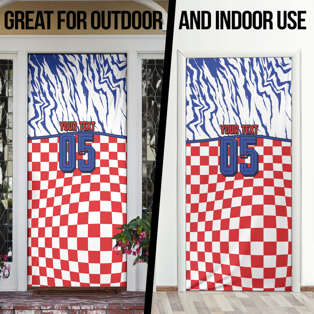 Custom Croatia Football Door Cover Marten In Hole With Checkered Patterns