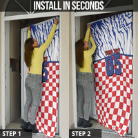 Custom Croatia Football Door Cover Marten In Hole With Checkered Patterns
