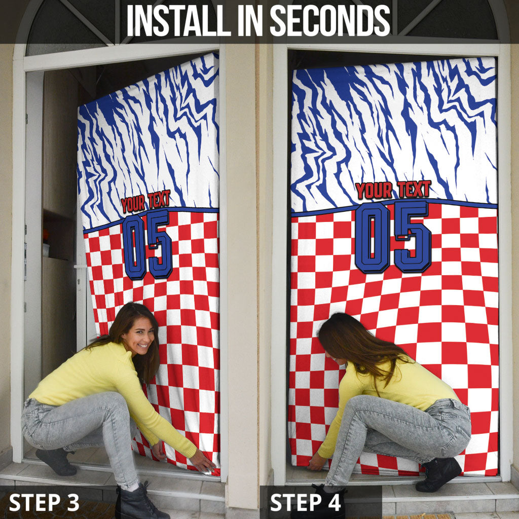 Custom Croatia Football Door Cover Marten In Hole With Checkered Patterns