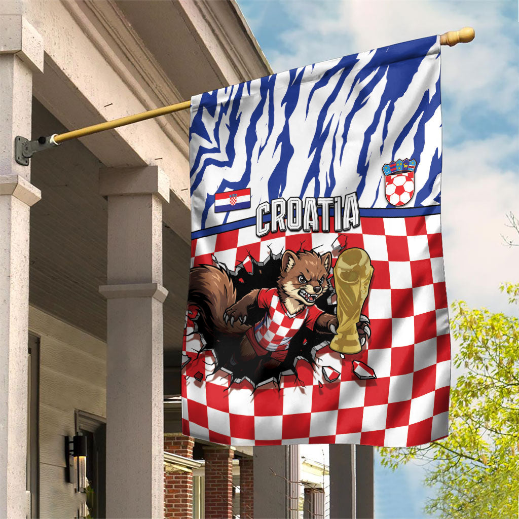 Croatia Football Garden Flag Marten In Hole With Checkered Patterns