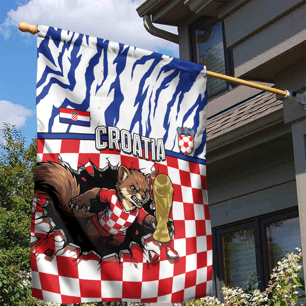 Croatia Football Garden Flag Marten In Hole With Checkered Patterns