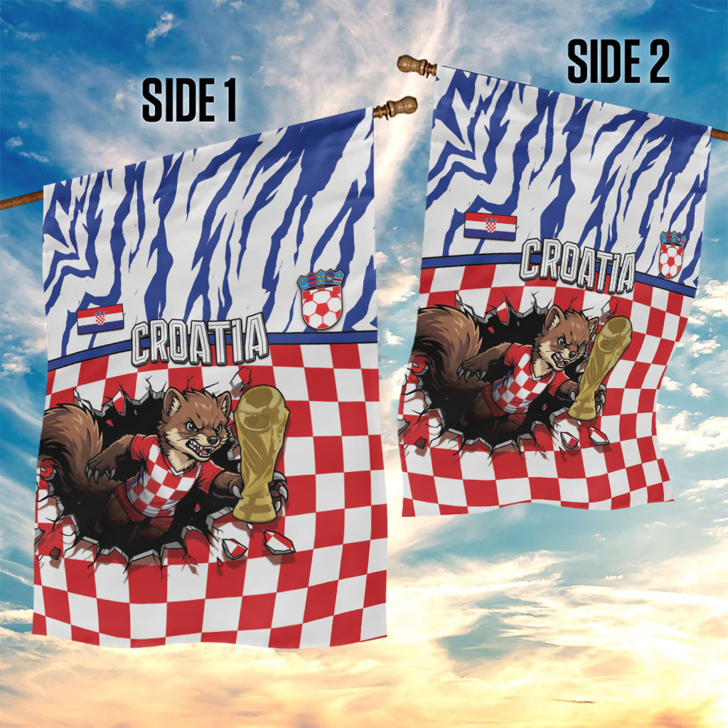Croatia Football Garden Flag Marten In Hole With Checkered Patterns