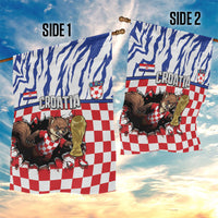 Croatia Football Garden Flag Marten In Hole With Checkered Patterns