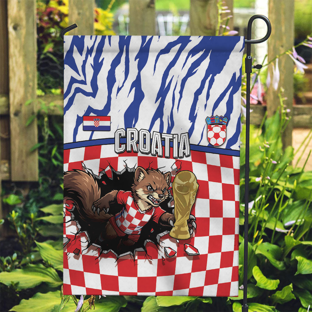 Croatia Football Garden Flag Marten In Hole With Checkered Patterns