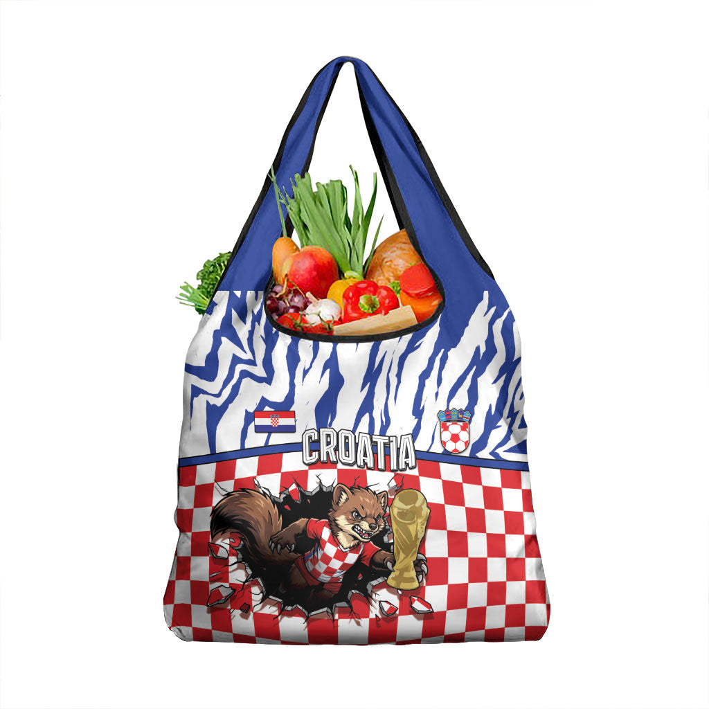 Croatia Football Grocery Bag Marten In Hole With Checkered Patterns