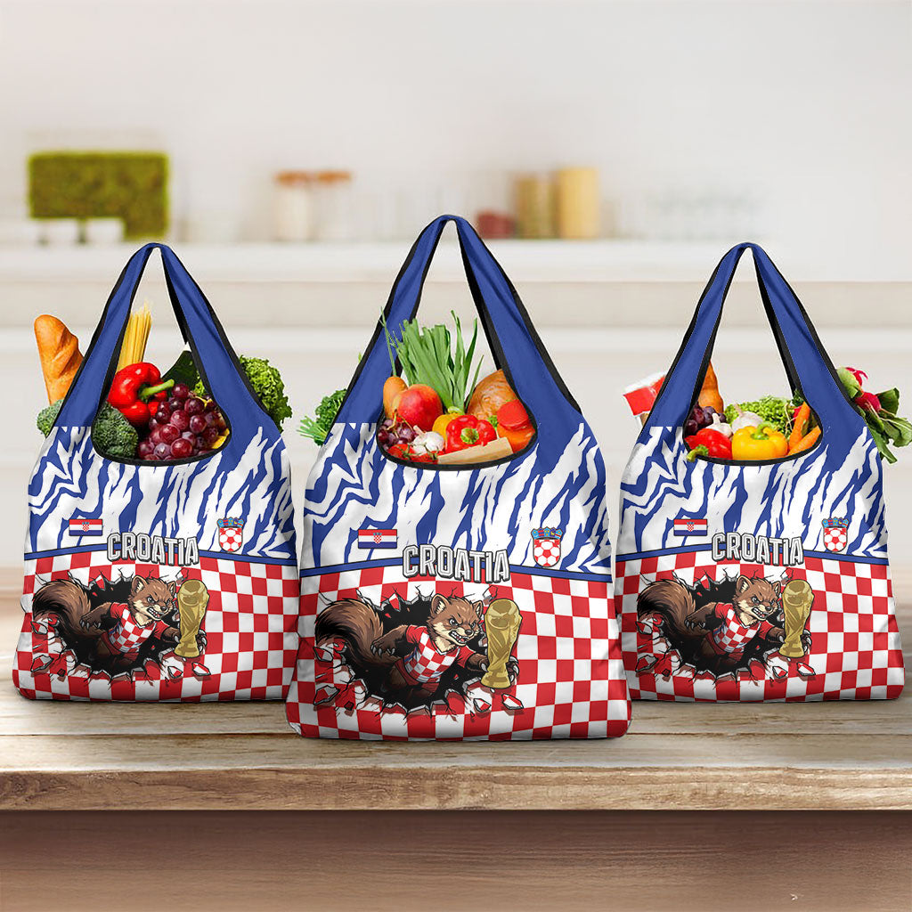 Croatia Football Grocery Bag Marten In Hole With Checkered Patterns