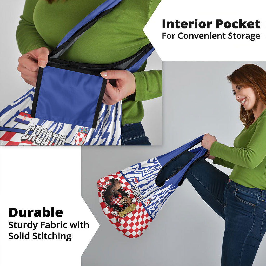 Croatia Football Grocery Bag Marten In Hole With Checkered Patterns