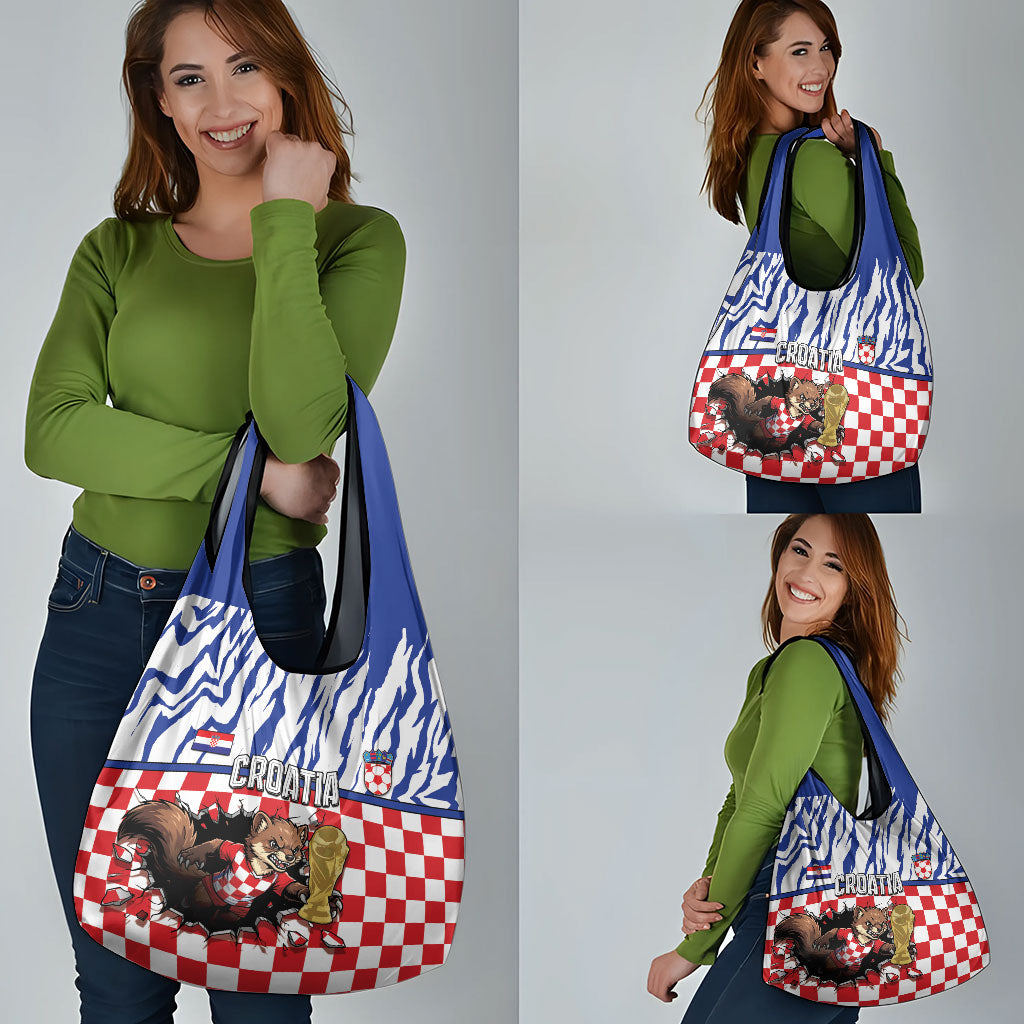 Croatia Football Grocery Bag Marten In Hole With Checkered Patterns