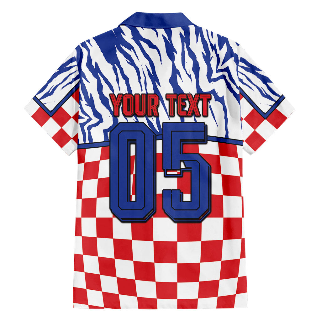 Custom Croatia Football Hawaiian Shirt Marten In Hole With Checkered Patterns