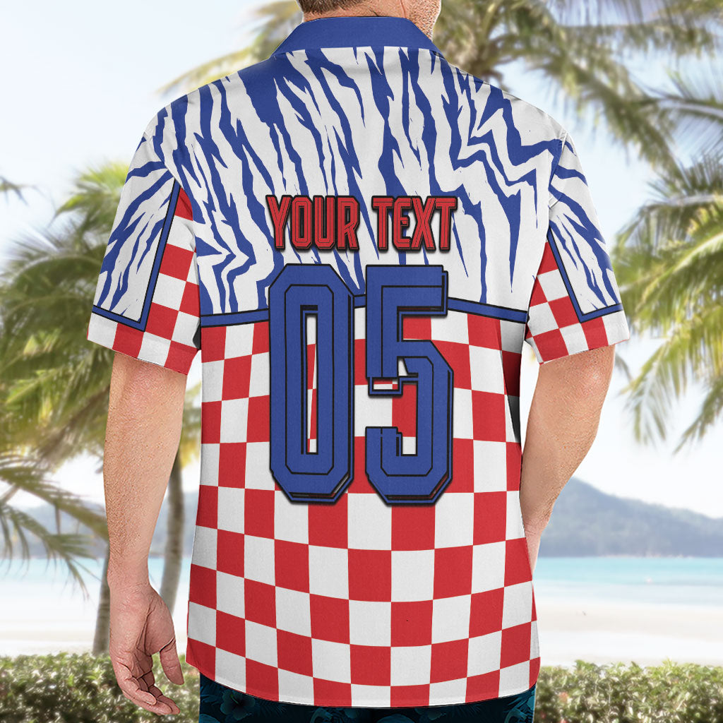 Custom Croatia Football Hawaiian Shirt Marten In Hole With Checkered Patterns