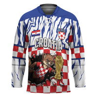 Custom Croatia Football Hockey Jersey Marten In Hole With Checkered Patterns
