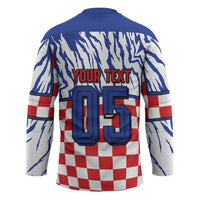 Custom Croatia Football Hockey Jersey Marten In Hole With Checkered Patterns