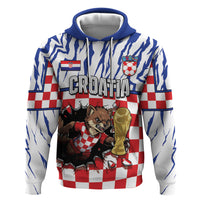 Custom Croatia Football Hoodie Marten In Hole With Checkered Patterns
