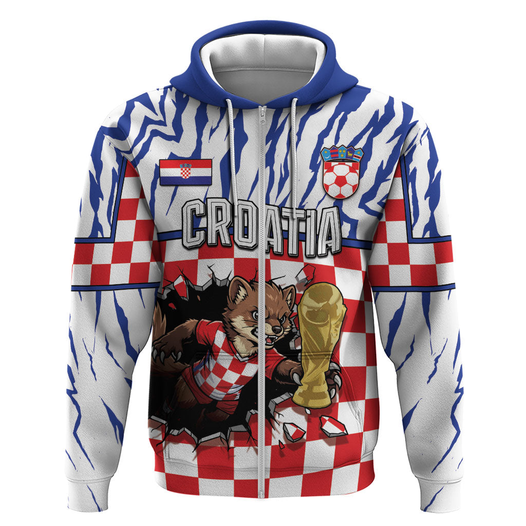 Custom Croatia Football Hoodie Marten In Hole With Checkered Patterns