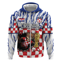 Custom Croatia Football Hoodie Marten In Hole With Checkered Patterns
