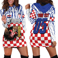 Custom Croatia Football Hoodie Dress Marten In Hole With Checkered Patterns