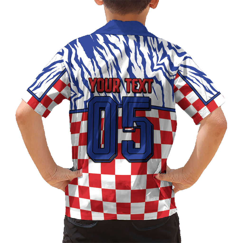 Custom Croatia Football Kid Hawaiian Shirt Marten In Hole With Checkered Patterns