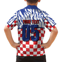 Custom Croatia Football Kid Hawaiian Shirt Marten In Hole With Checkered Patterns