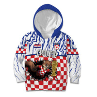 Custom Croatia Football Kid Hoodie Marten In Hole With Checkered Patterns