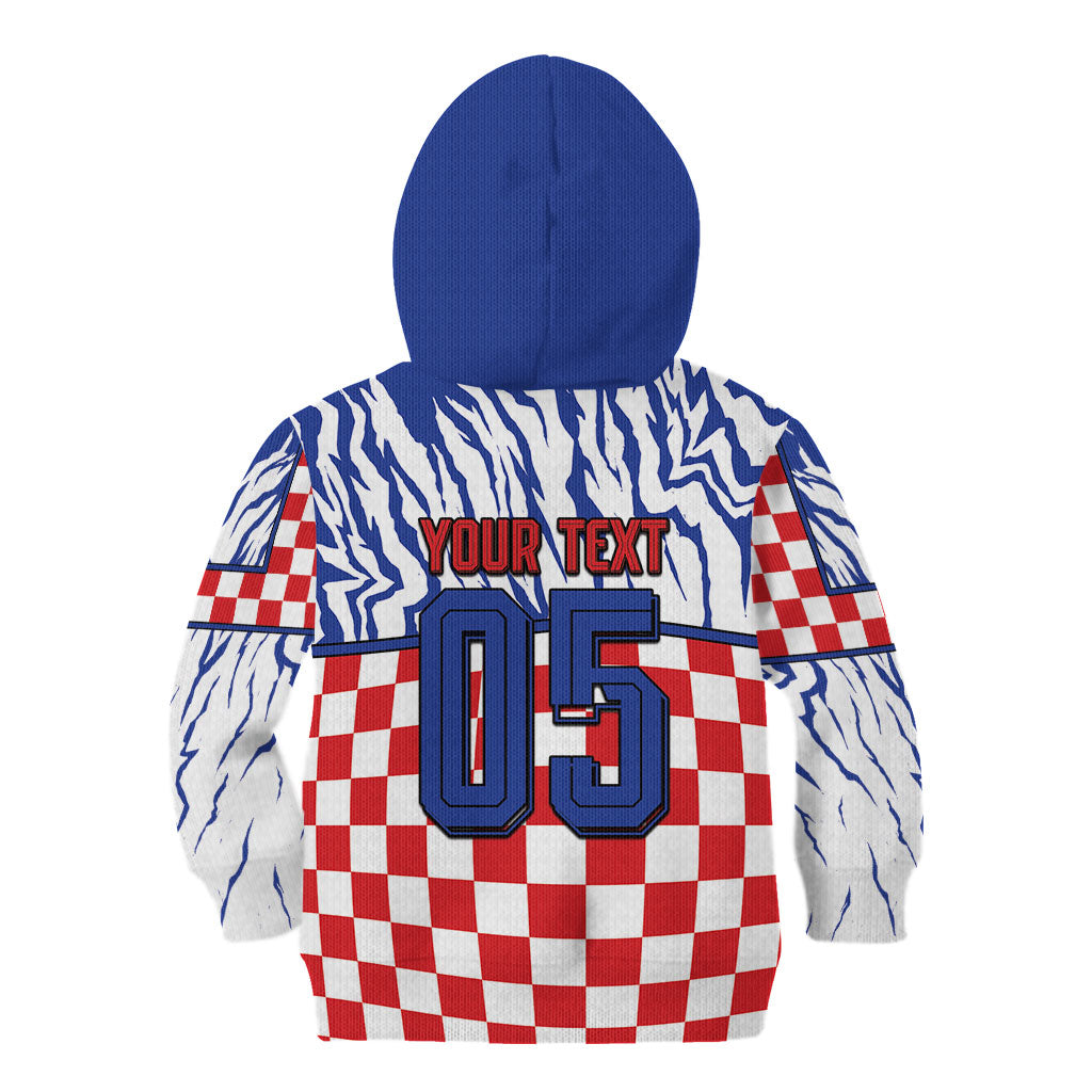 Custom Croatia Football Kid Hoodie Marten In Hole With Checkered Patterns