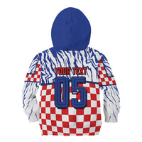 Custom Croatia Football Kid Hoodie Marten In Hole With Checkered Patterns