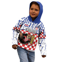 Custom Croatia Football Kid Hoodie Marten In Hole With Checkered Patterns