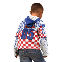 Custom Croatia Football Kid Hoodie Marten In Hole With Checkered Patterns