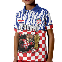 Custom Croatia Football Kid Polo Shirt Marten In Hole With Checkered Patterns