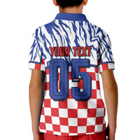 Custom Croatia Football Kid Polo Shirt Marten In Hole With Checkered Patterns