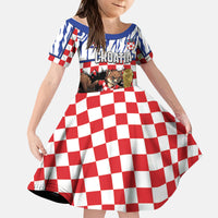Custom Croatia Football Kid Short Sleeve Dress Marten In Hole With Checkered Patterns