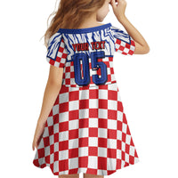 Custom Croatia Football Kid Short Sleeve Dress Marten In Hole With Checkered Patterns