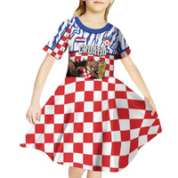 Custom Croatia Football Kid Short Sleeve Dress Marten In Hole With Checkered Patterns