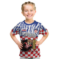 Custom Croatia Football Kid T Shirt Marten In Hole With Checkered Patterns