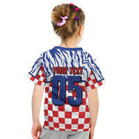 Custom Croatia Football Kid T Shirt Marten In Hole With Checkered Patterns
