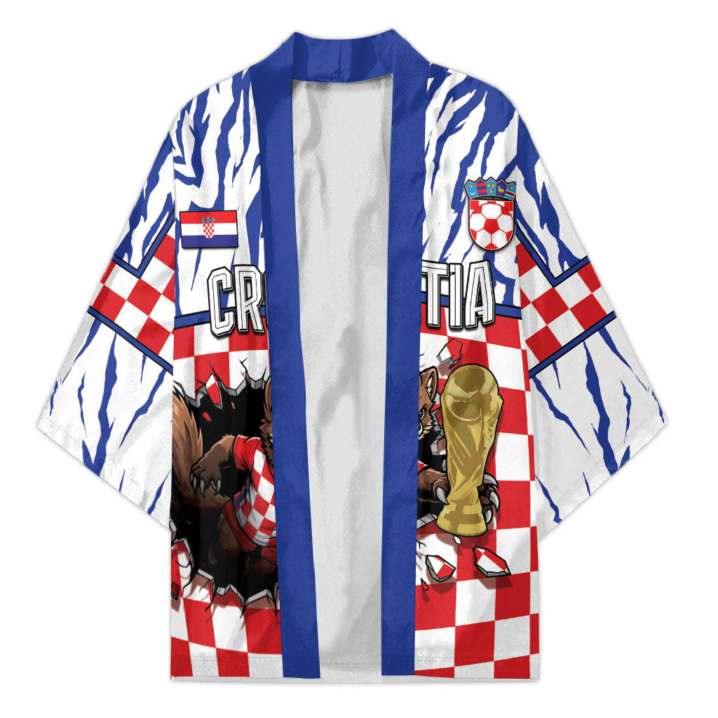 Custom Croatia Football Kimono Marten In Hole With Checkered Patterns