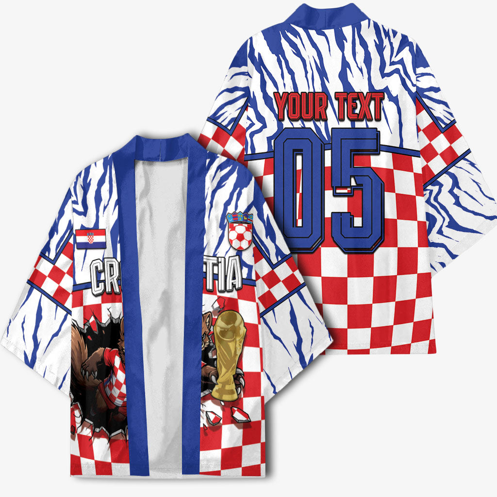 Custom Croatia Football Kimono Marten In Hole With Checkered Patterns