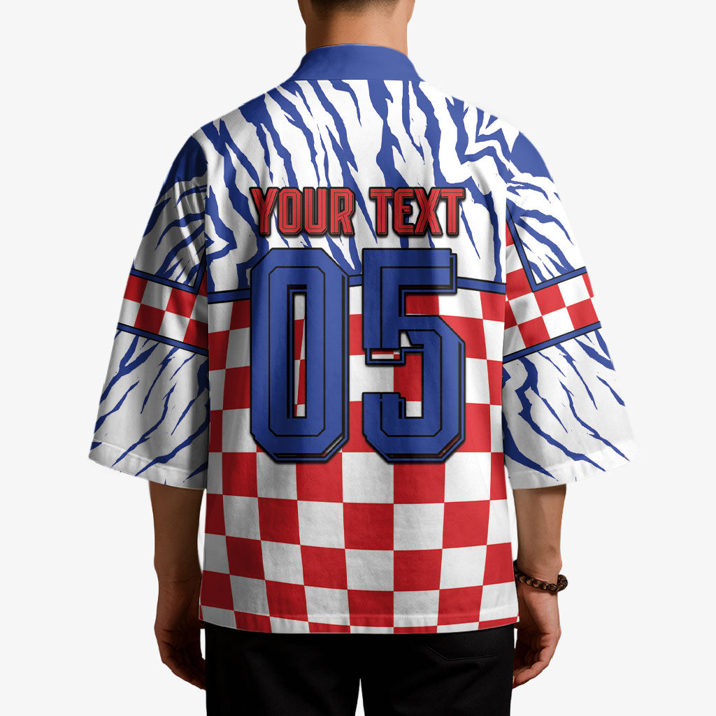 Custom Croatia Football Kimono Marten In Hole With Checkered Patterns