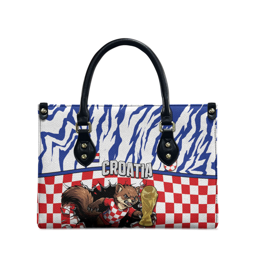 Croatia Football Leather Bag Marten In Hole With Checkered Patterns