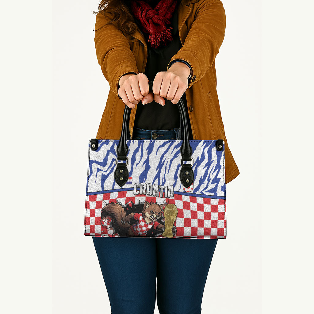 Croatia Football Leather Bag Marten In Hole With Checkered Patterns